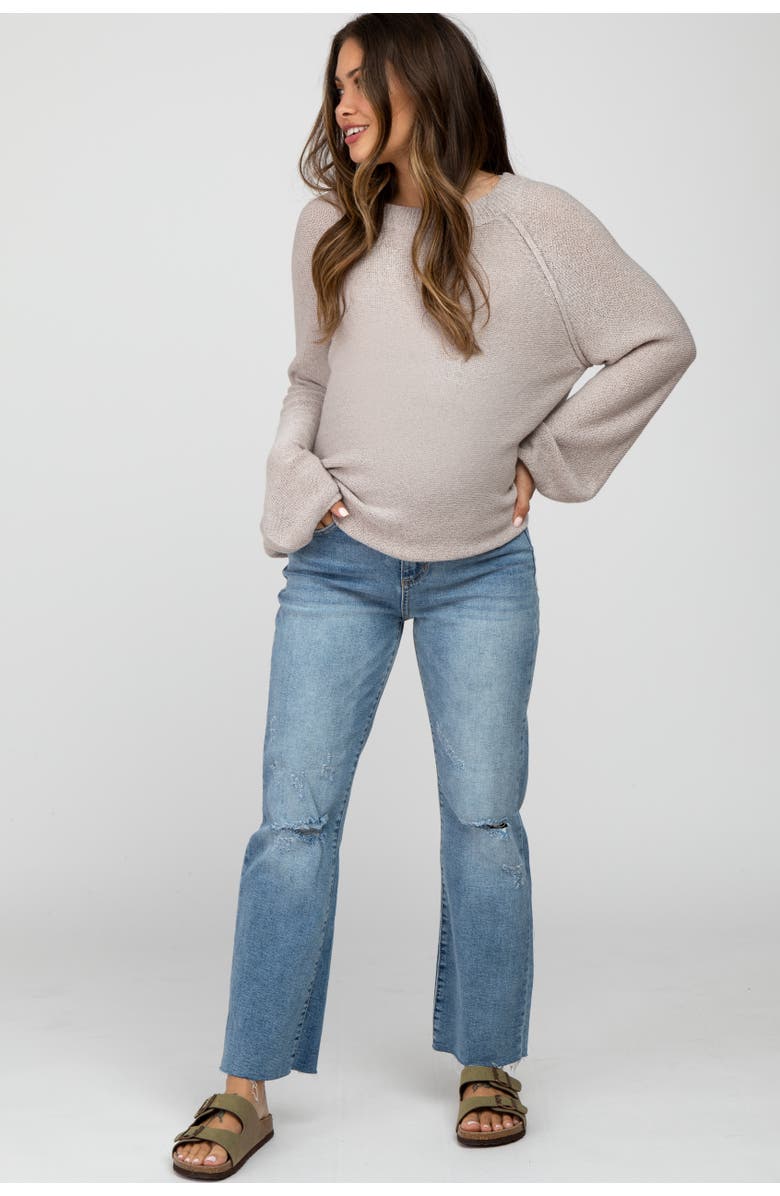 PinkBlush Straight Leg Frayed Hem Maternity Jeans, Alternate, color, Blue