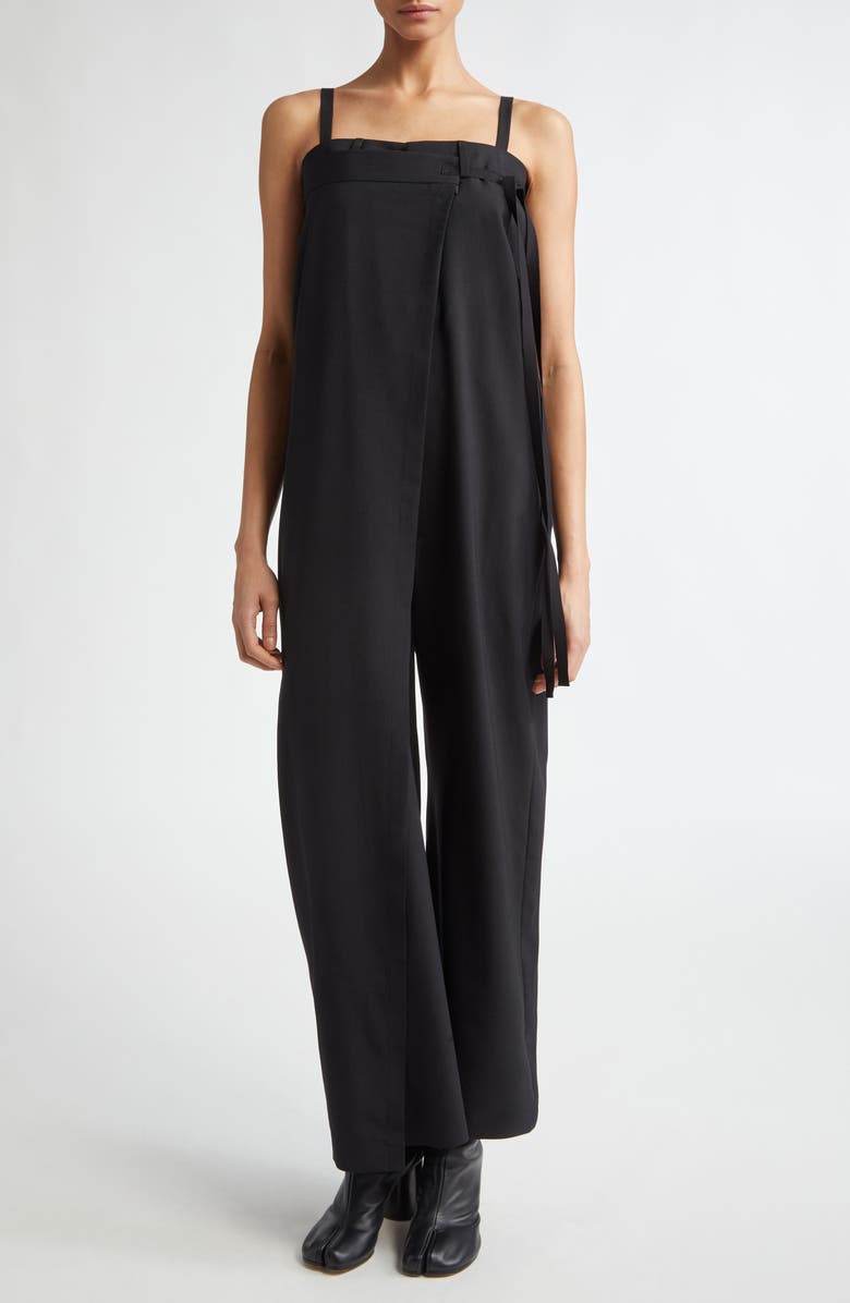 MM6 Maison Margiela Wrap Overlay Virgin Wool Jumpsuit, Main, color, 