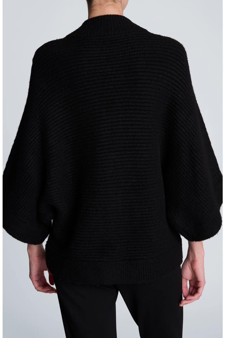 Dolman Sleeve Zip Cardigan, Alternate, color, BLACK