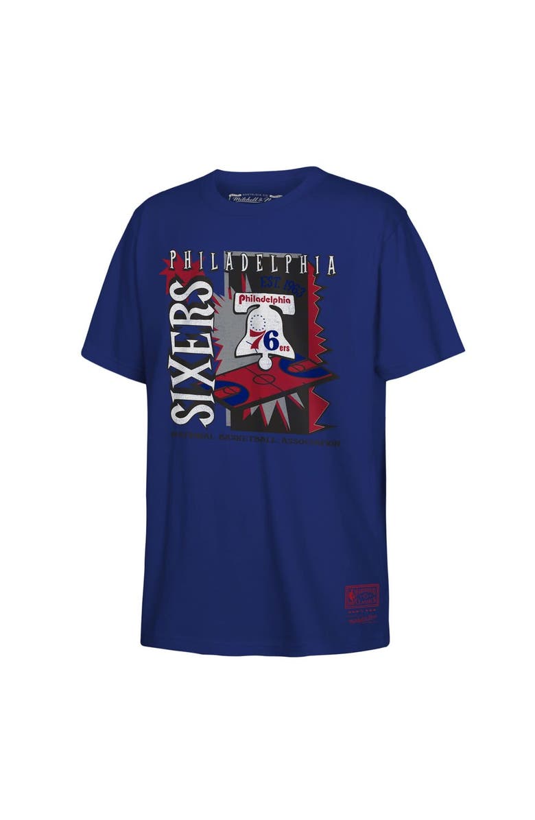 Mitchell & Ness Youth Mitchell & Ness Royal Philadelphia 76ers Retro '90s Poster T-Shirt, Main, color, Royal