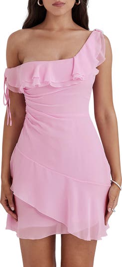 HOUSE OF CB Kalena Layered One-Shoulder Georgette Minidress HOUSE OF CB Kalena Layered One-Shoulder Georgette Minidress