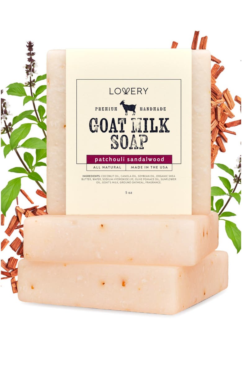 Lovery Handmade Goat Milk Soap Made in USA - Patchouli Sandalwood - 3 Pack, Main, color, 3 Pack