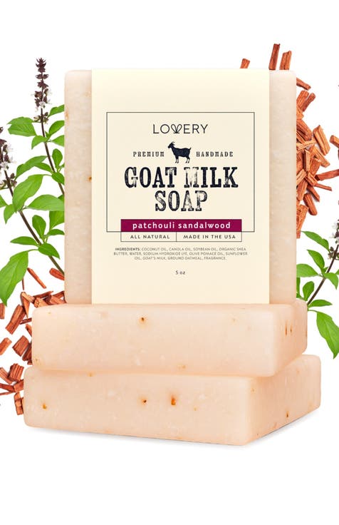 Handmade Goat Milk Soap Made in USA - Patchouli Sandalwood - 3 Pack