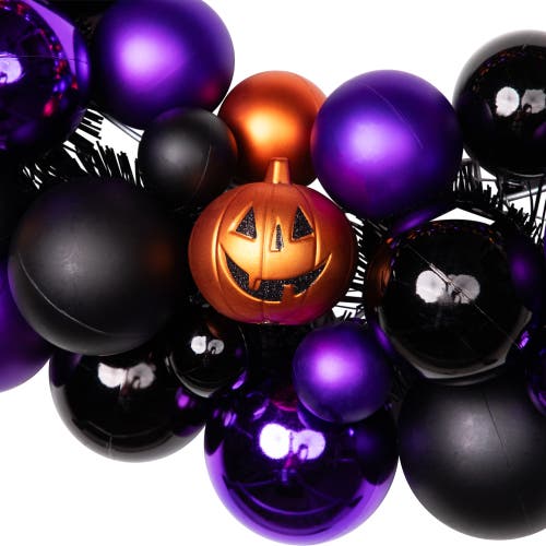 Northlight Jack-o-lanterns Shatterproof Ball Ornament Halloween Wreath In Multi