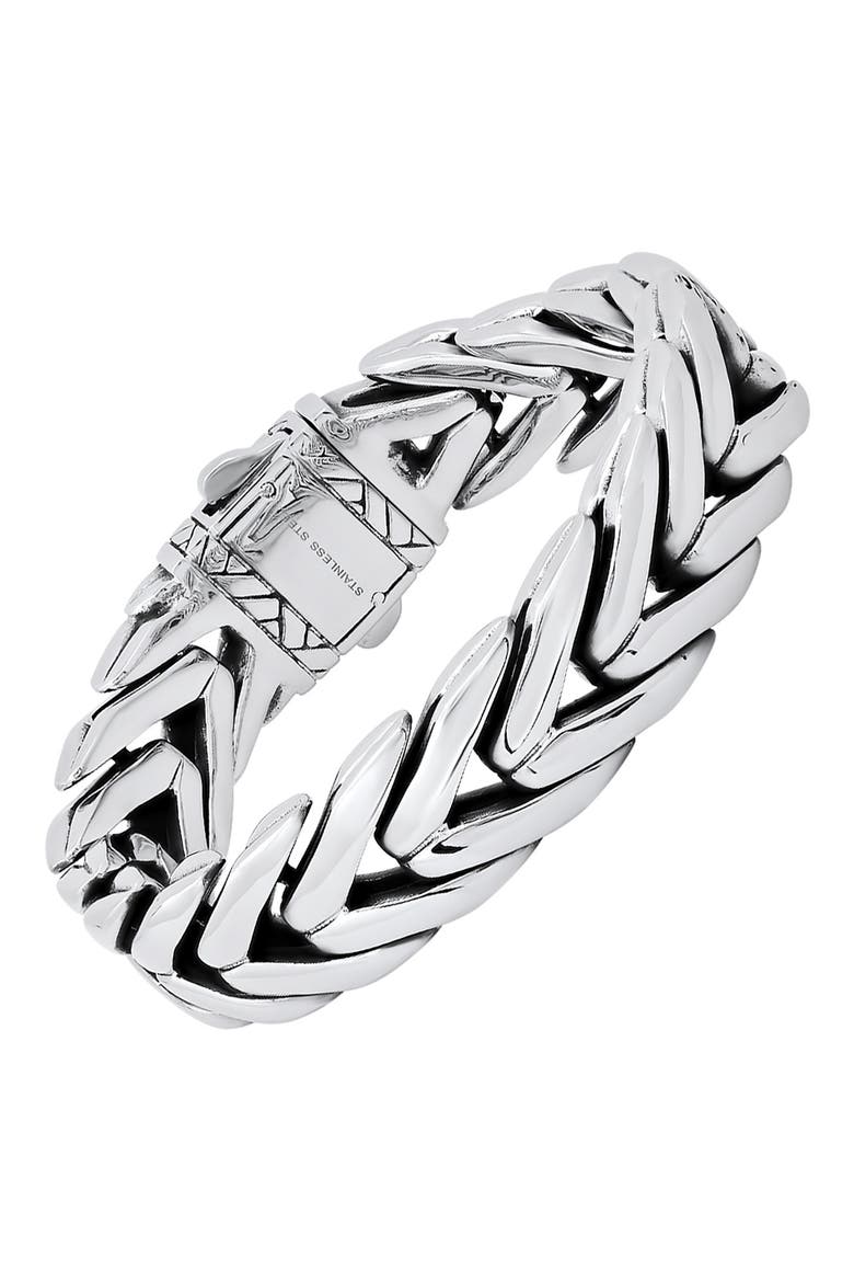 Heavy Oxidized Stainless Steel Chain Bracelet, Alternate, color, METALLIC