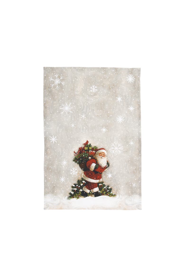 Woodland Snowman Printed Dishtowel, Main, color, Brown
