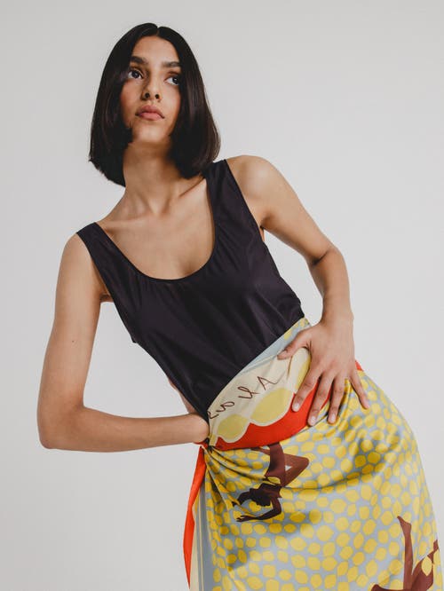 Alas X-large Printed Silk Scarf In Brown