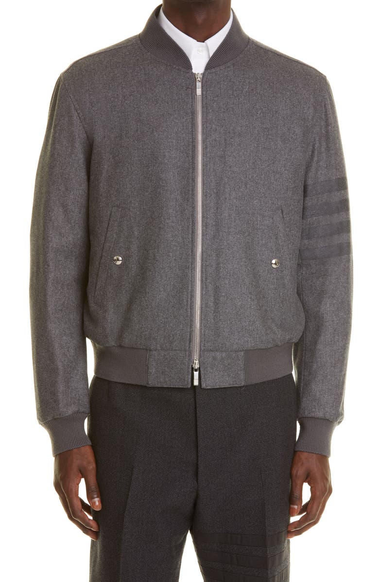 Thom Browne 4-Bar Wool & Cashmere Bomber Jacket, Main, color,