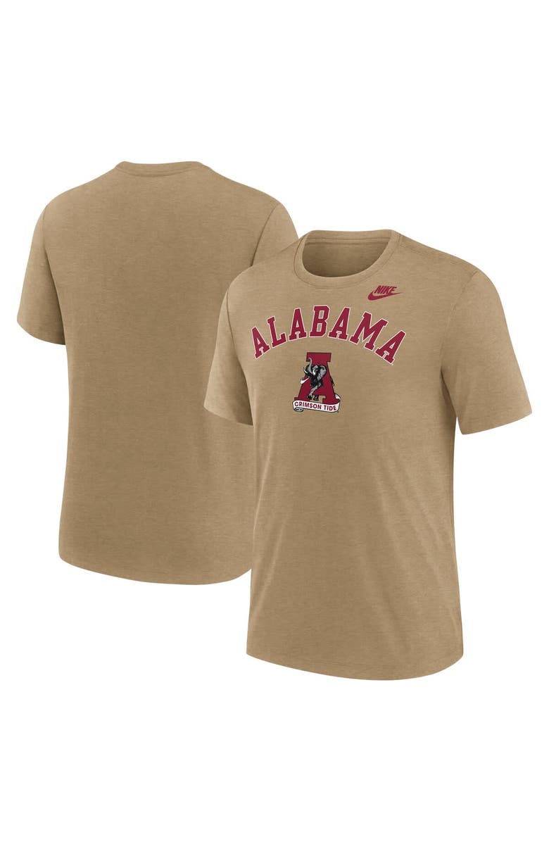 Nike Men's Nike Heather Light Brown Alabama Crimson Tide Legacy Arch Tri-Blend T-Shirt, Main, color, Light Brown
