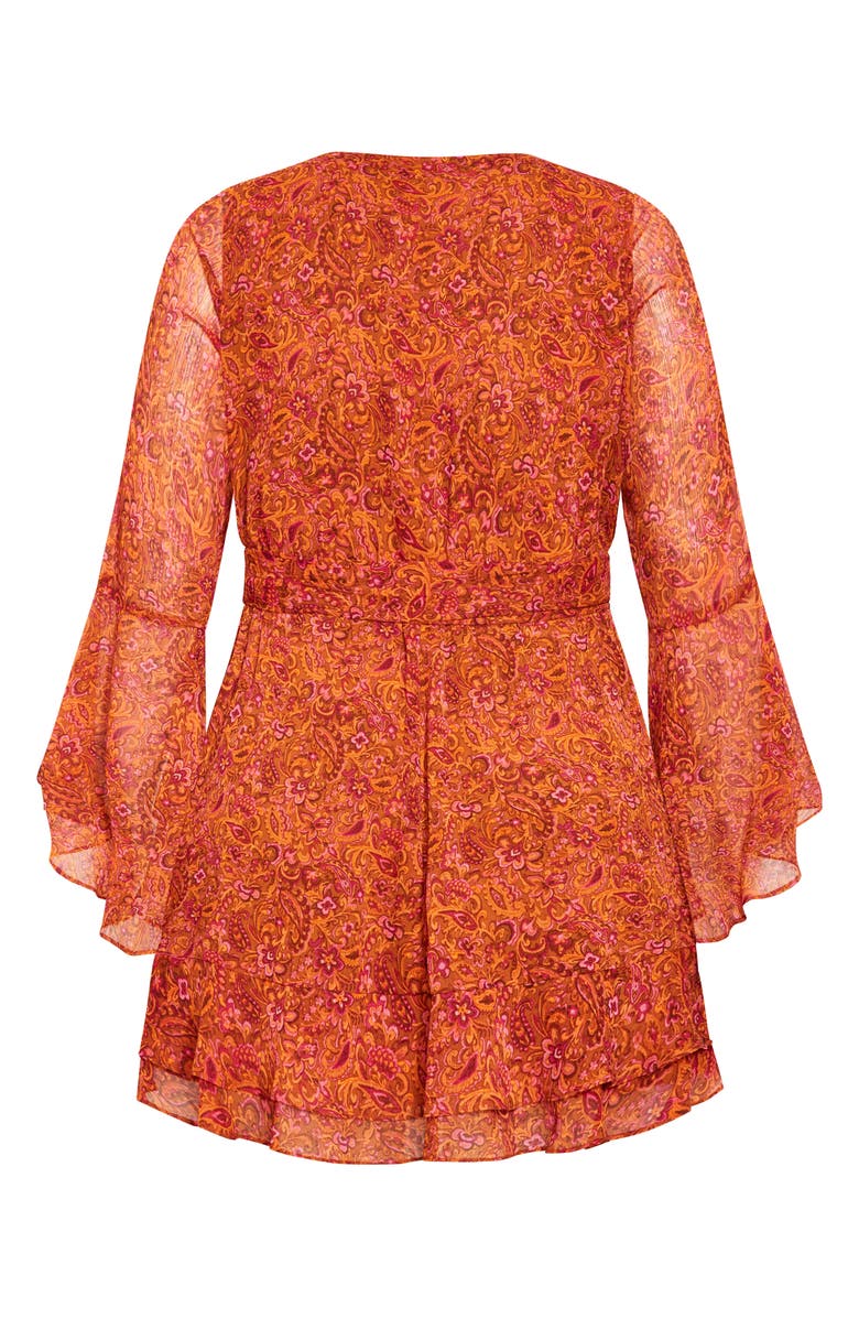 City Chic Lexi Long Sleeve Faux Wrap Minidress, Alternate, color, Paisley