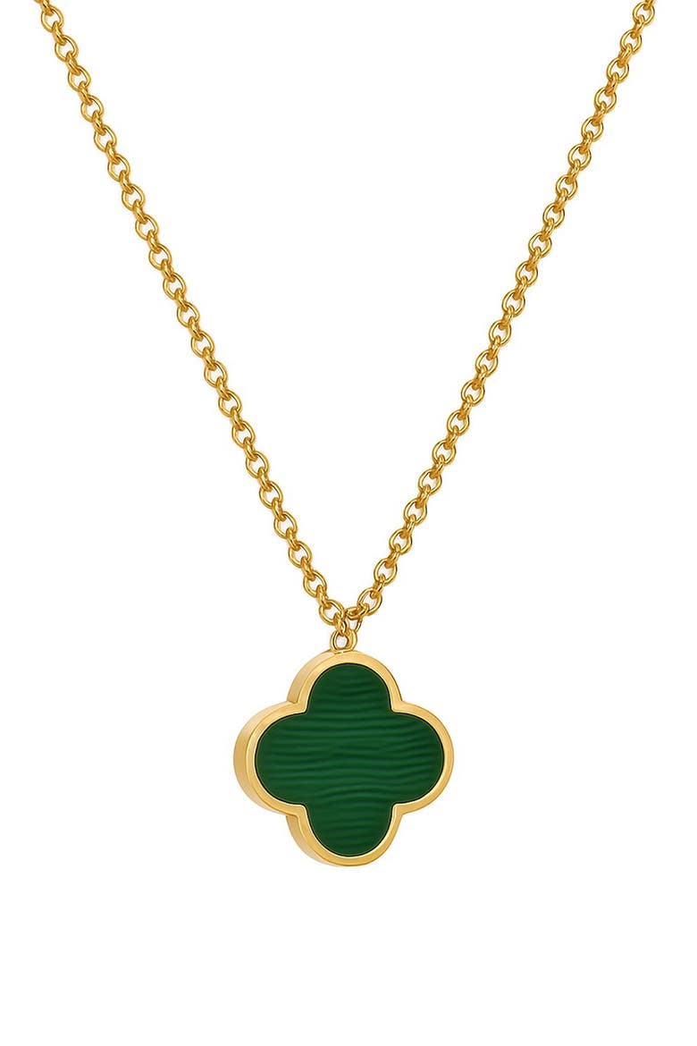 Stone Clover Pendant Necklace, Main, color, GOLD/MALACHITE