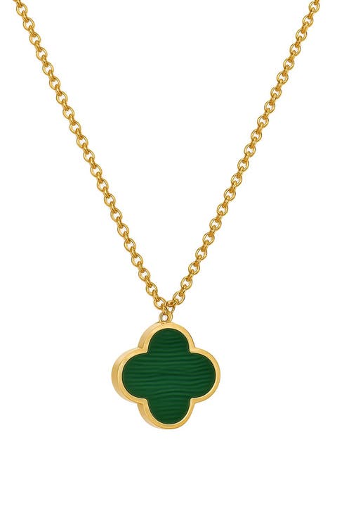 Stone Clover Pendant Necklace