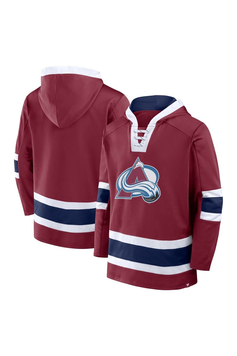 Men's Fanatics  Burgundy Colorado Avalanche Inside Line Fleece Pullover Hoodie, Main, color, Burgundy