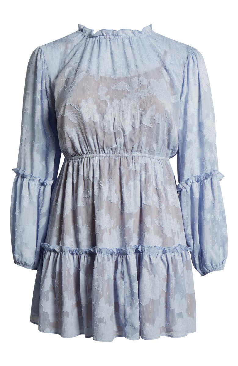 Socialite Floral Ruffle Long Sleeve Dress, Alternate, color, French Blue