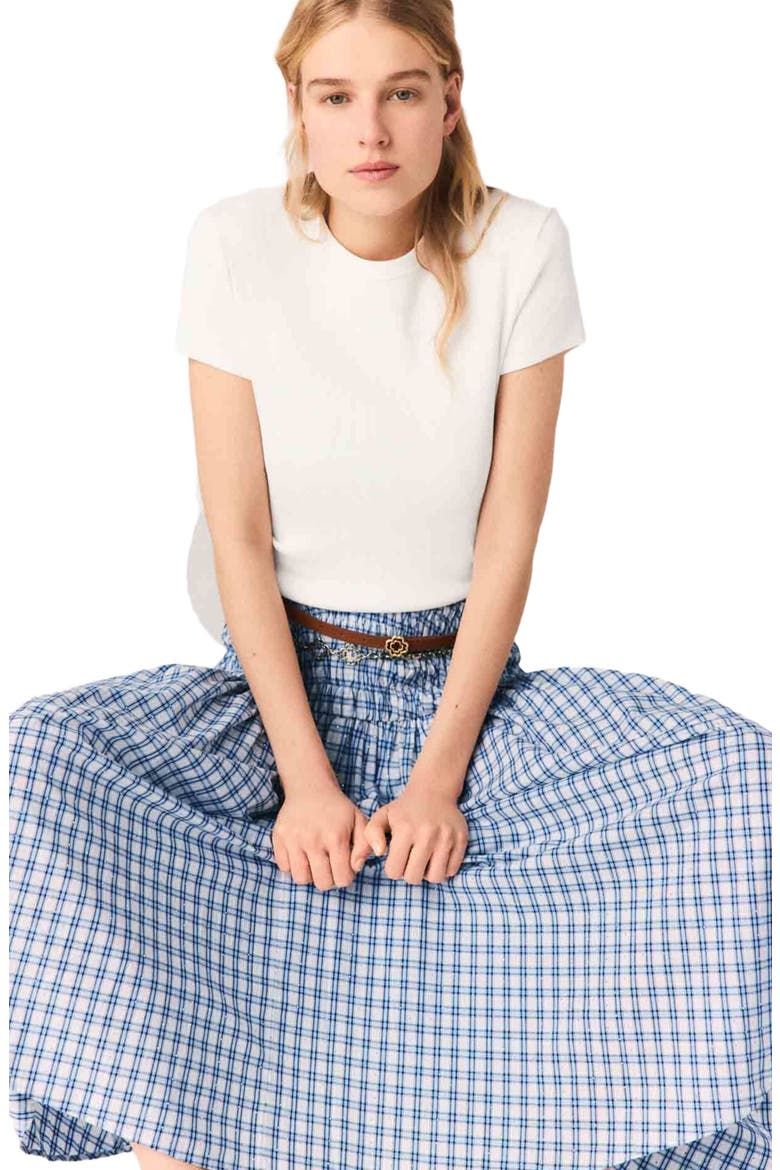 Rhinestone cotton maxi skirt, Alternate, color, Blue check print