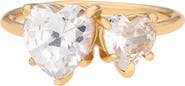 Ettika Cubic Zirconia Double Heart Ring