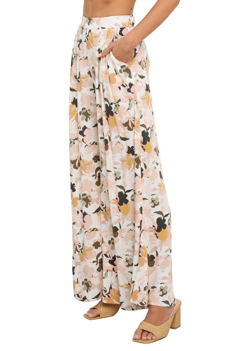 Petal & Pup Lessie High Waist Floral Wide Leg Pants, Alternate, color, Blush