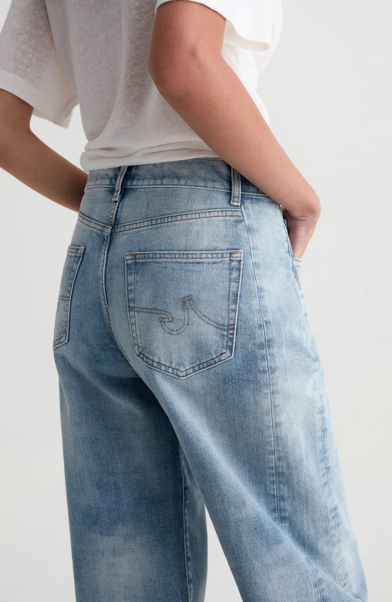 AG Hattie Raw Hem High Waist Crop Barrel Leg Jeans, Alternate, color, Playa