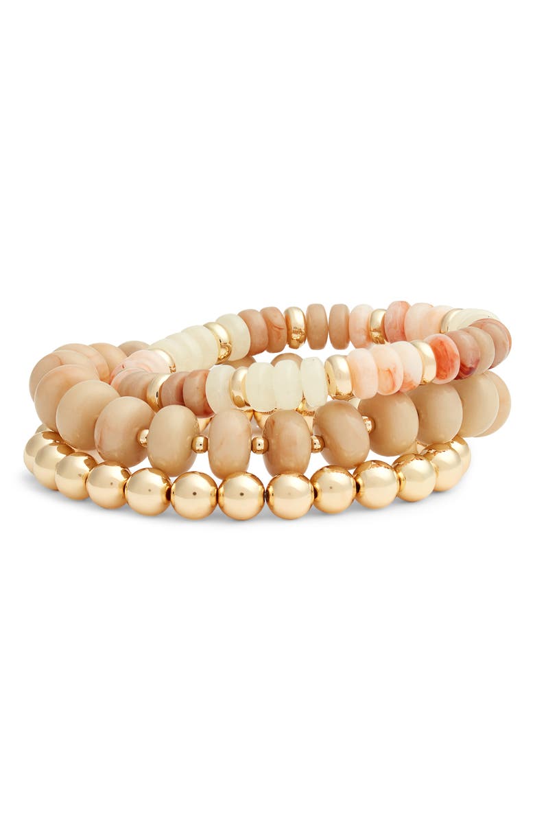 Nordstrom 3-Pack Beaded Bracelets, Main, color, Neutral Multi- Gold