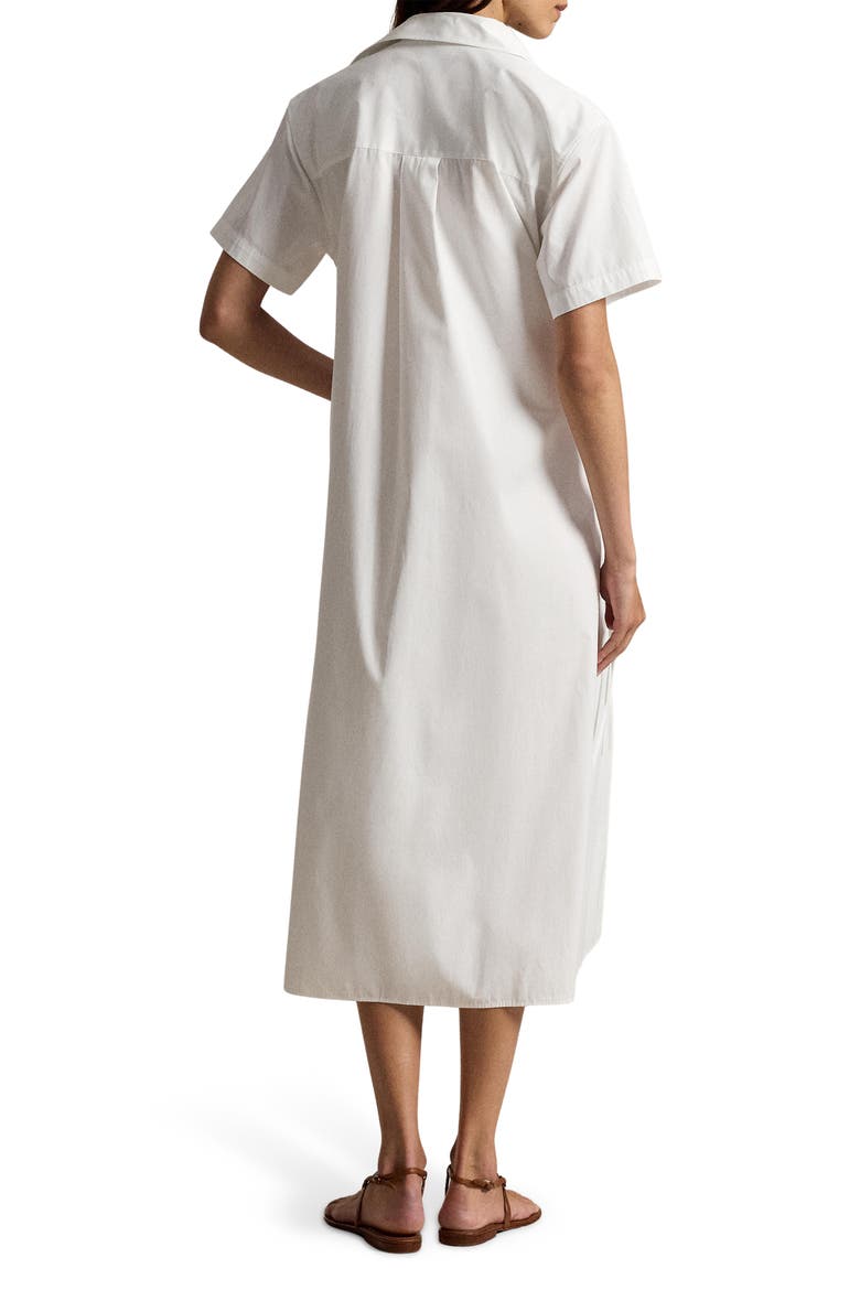 Cinch Waist Cotton Shirtdress, Alternate, color, WHITE