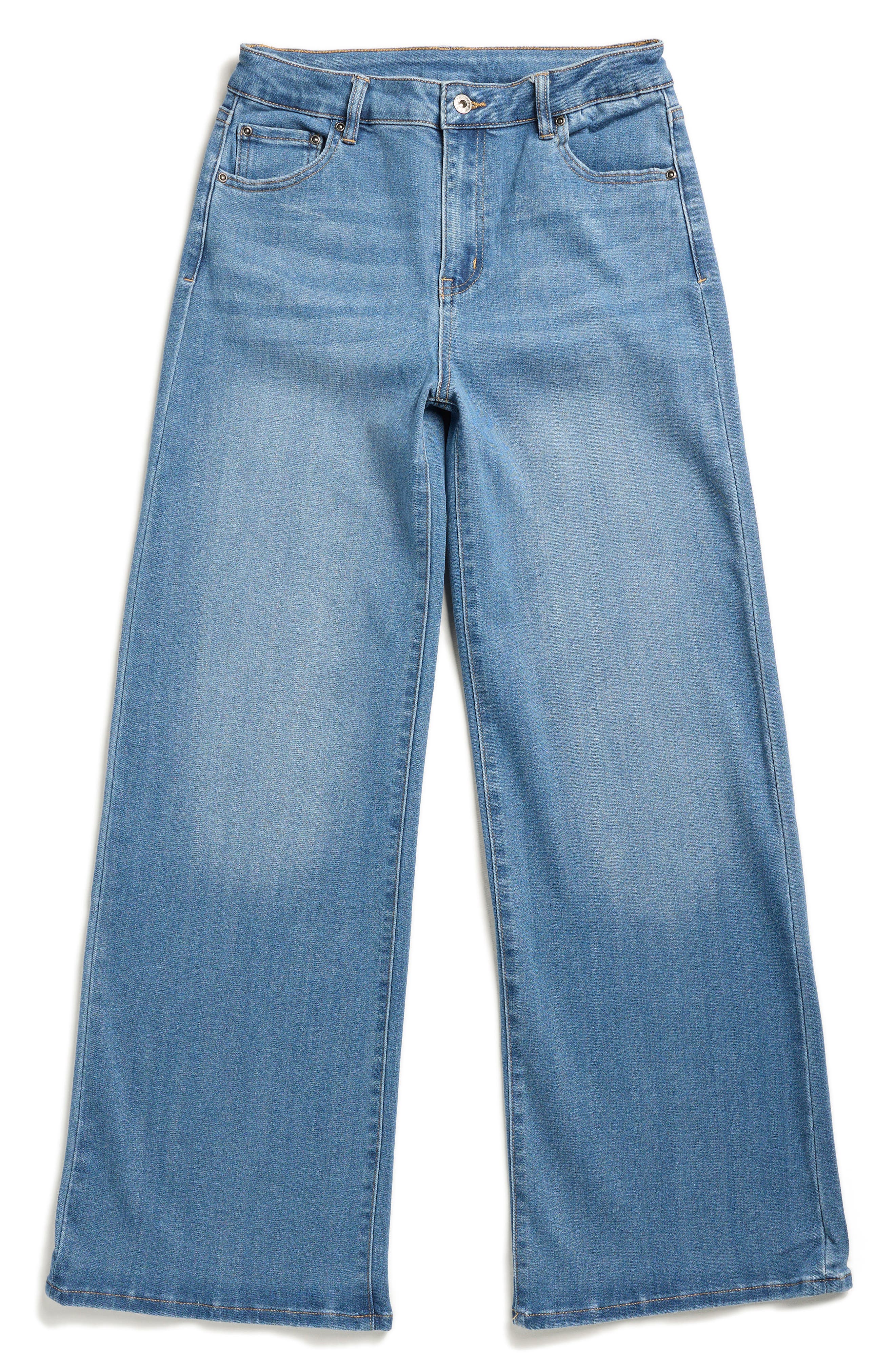 Tractr Kids' Bow Embroidered Wide Leg Jeans