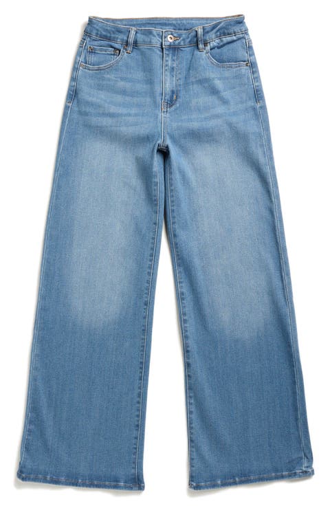 Kids' Bow Embroidered Wide Leg Jeans (Big Kid)