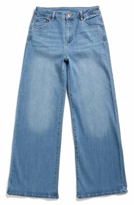 Tractr Kids' Bow Embroidered Wide Leg Jeans