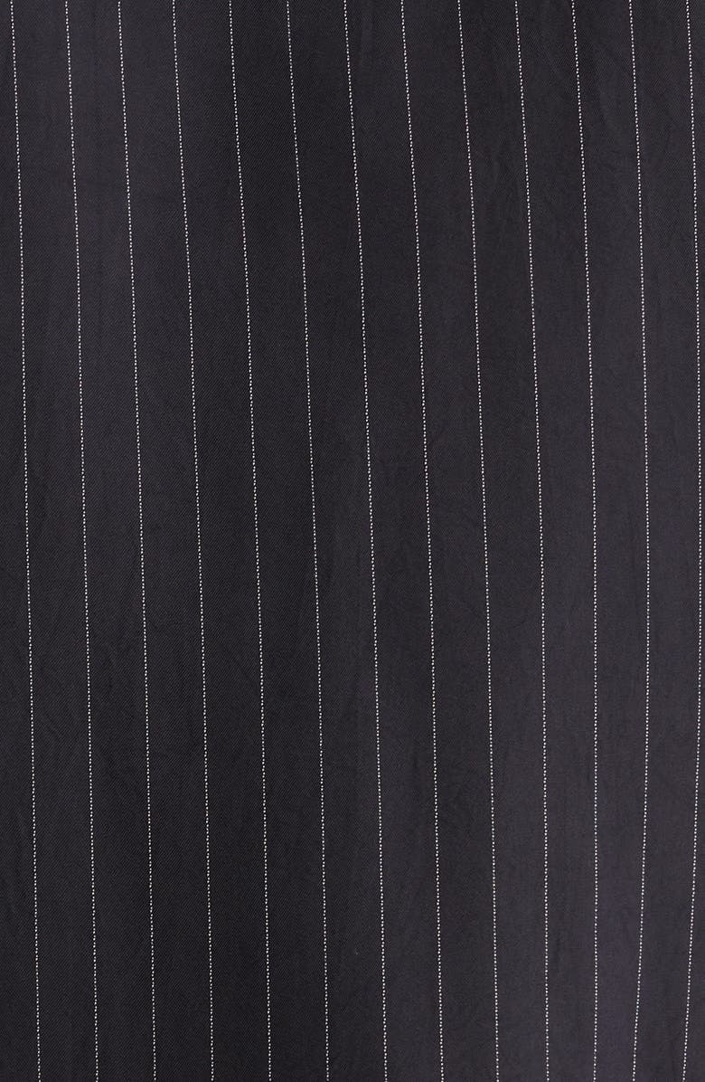 Undercover Mixed Media Pinstripe Short Sleeve Button-Up Shirt, Alternate, color, Navy Stripe