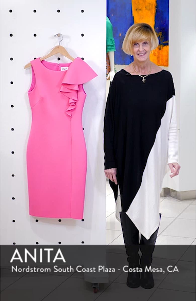 Ruffle Scuba Sheath Dress, sales video thumbnail