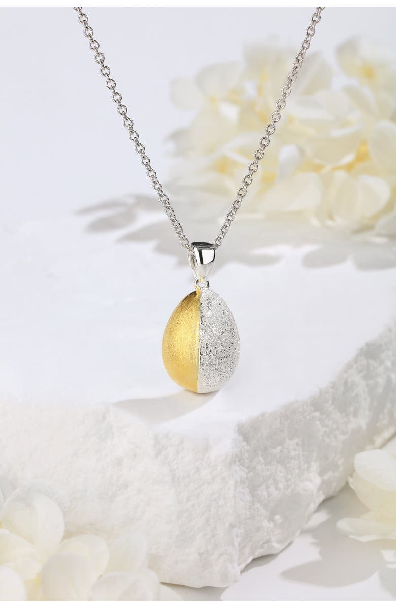 Classicharms Frosted and Matted Texture Two Tone Pendant Necklace, Alternate, color, Gold