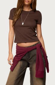 EDIKTED Nikkey Crop Cotton Blend T-Shirt