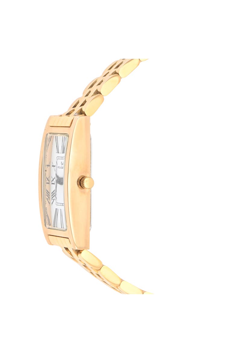 14K Gold-Plated Rectangular Stainless Steel Bracelet Watch- 35x18MM, Alternate, color, Gold