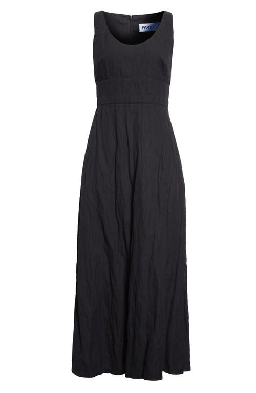 Partow Camden Metallic Crinkle Cotton Midi Dress In Black