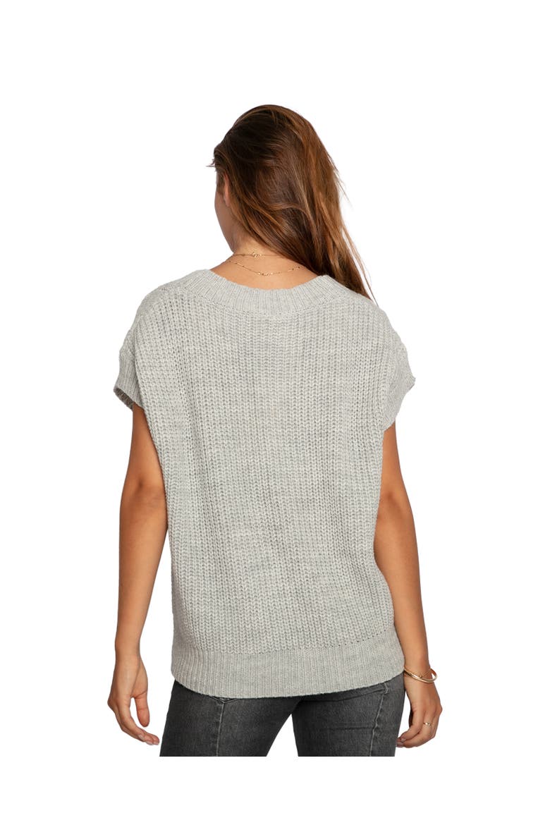 Rosette Oversized Knitted Vest, Alternate, color, Grey