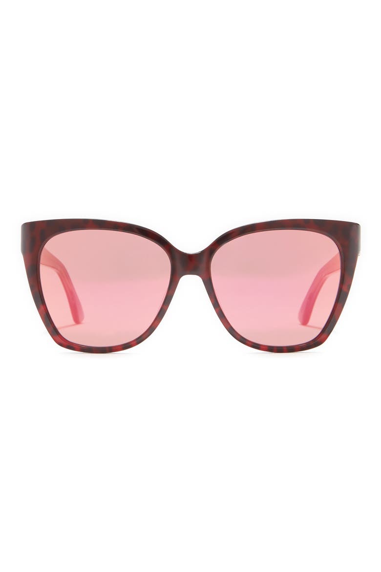 55mm Cat Eye Sunglasses, Main, color, REDLEOPBR / ORANGE MULTILAY