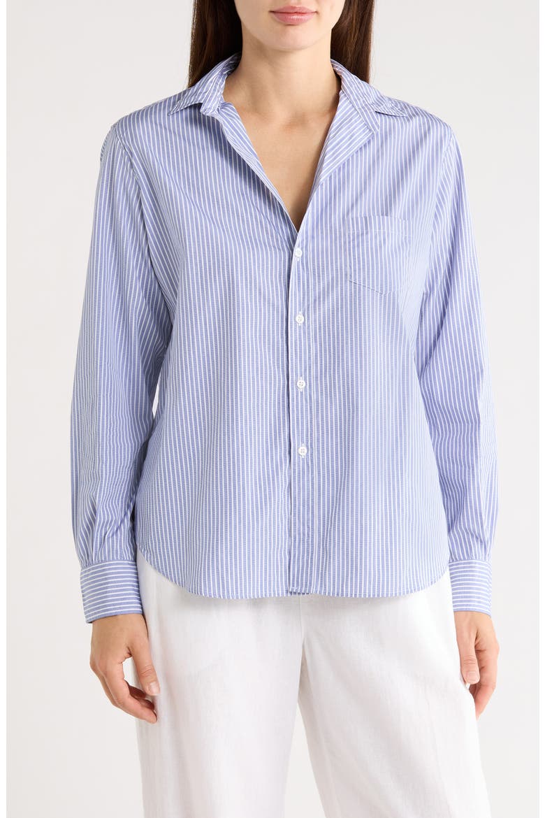 Eileen Relaxed Fit Stripe Button-Up Shirt, Main, color, BLUE WHITE STRIPE