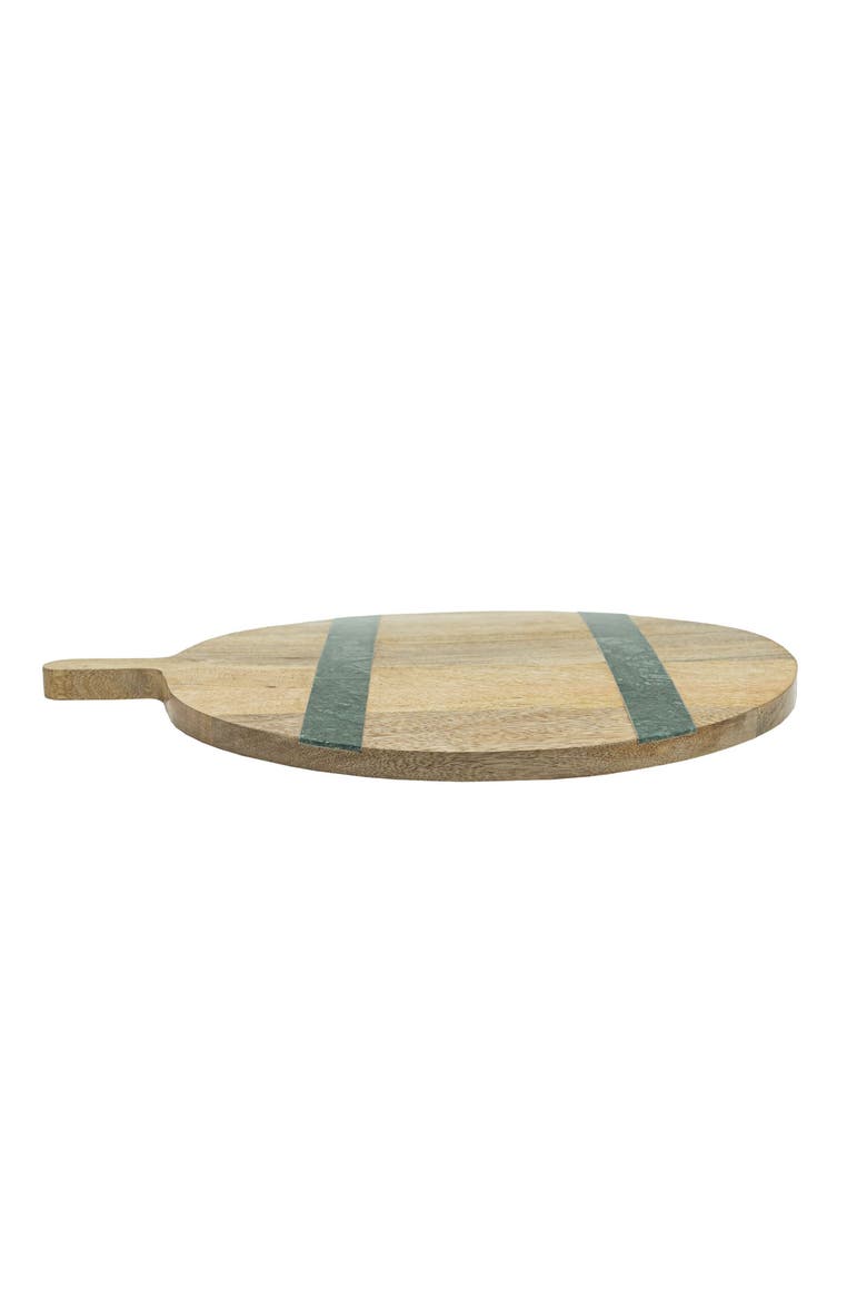 Cillian Dark Green Round Marble Serving Board, Alternate, color, Brown