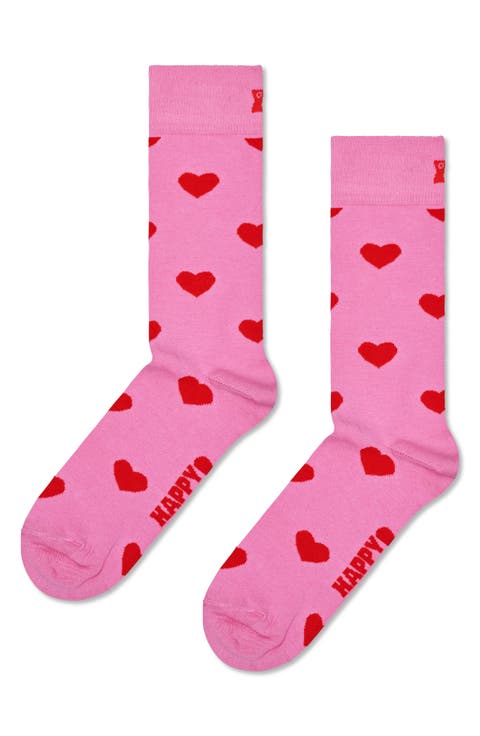 Heart Cotton Blend Crew Socks