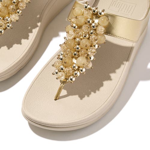 Fitflop Fino Bauble-bead Toe-post Sandals In Silver