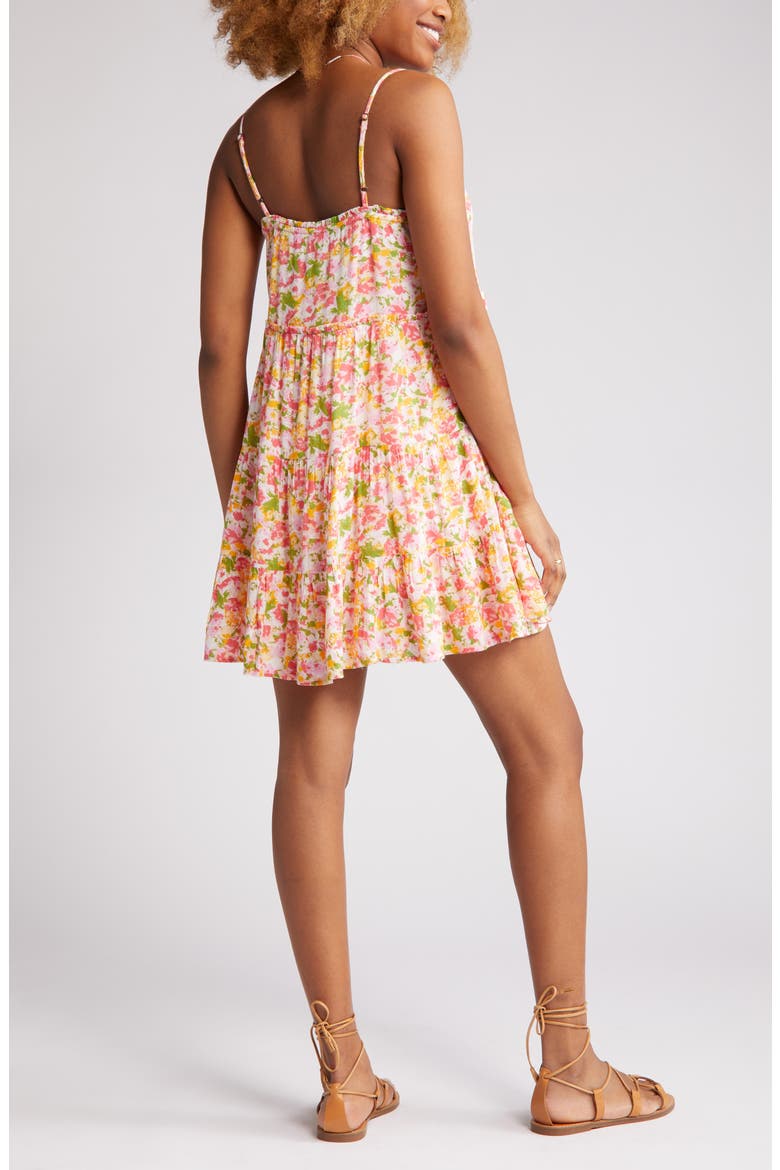Floral Print Tiered Babydoll Sundress, Alternate, color, PINK REFLECTION FLORAL