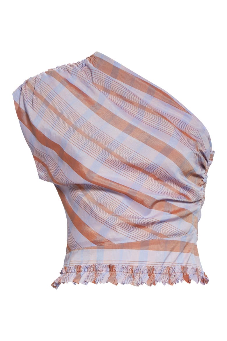 Asymmetrical One-Shoulder Top, Alternate, color, LAVENDER PLAID