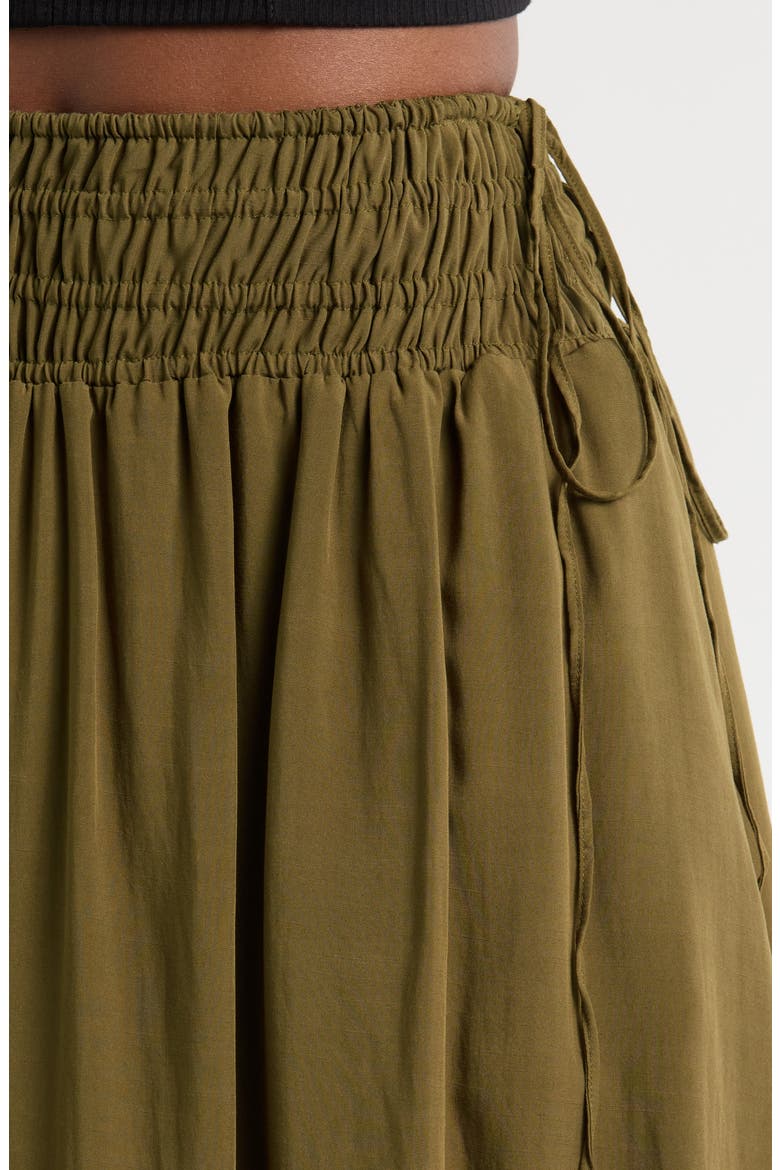 Smock Waist Skirt, Alternate, color, OLIVE