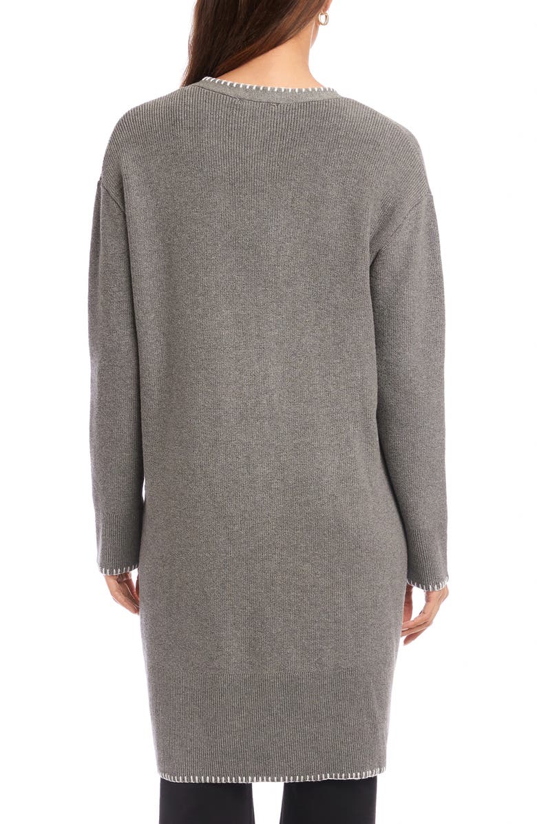 FIFTEEN TWENTY Ariel Cotton & Cashmere Longline Cardigan, Alternate, color, Gray W/ Cream