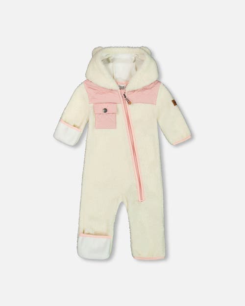 Deux Par Deux Baby Girl's Baby One-piece Mid-season Outerwear Off-white And Pale Pink In Off-white And Pale Pink