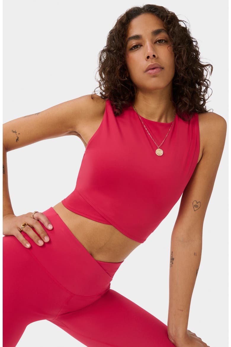All Day Cropped Wrap Performance Tank, Alternate, color, CRIMSON RED