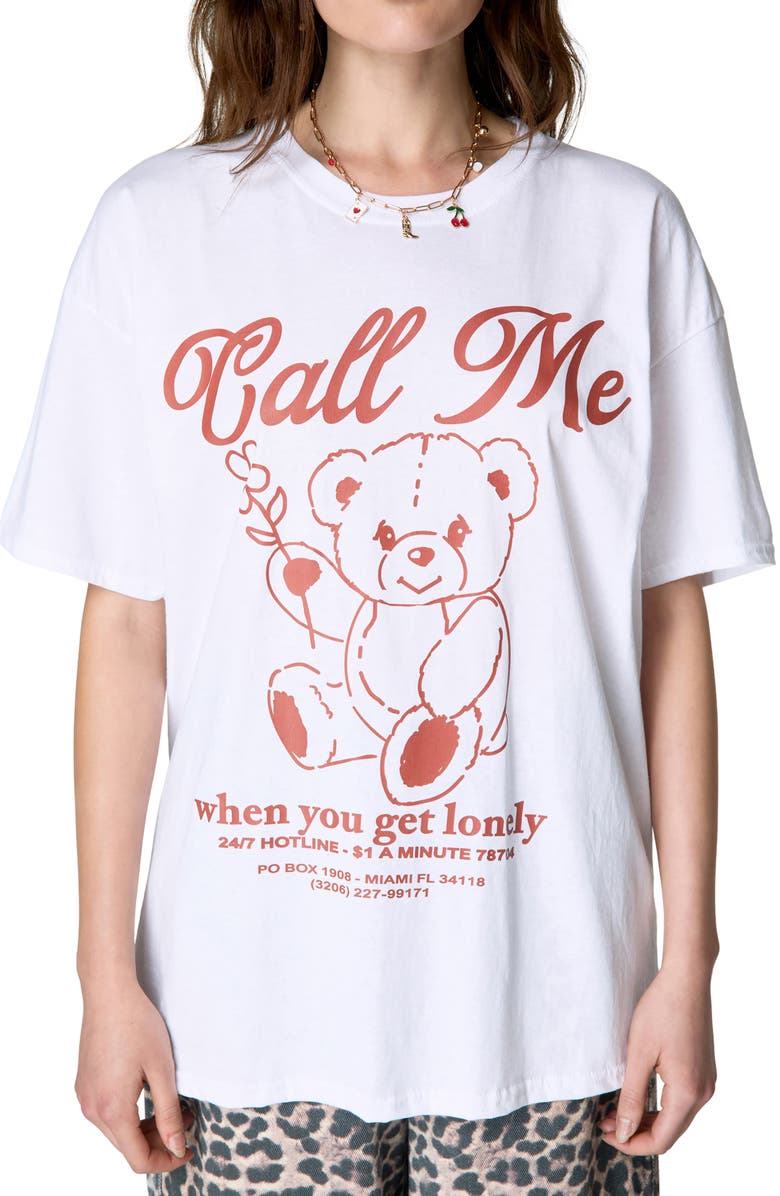 NASTY GAL Call Me Teddy Oversize Graphic T-Shirt, Main, color,
