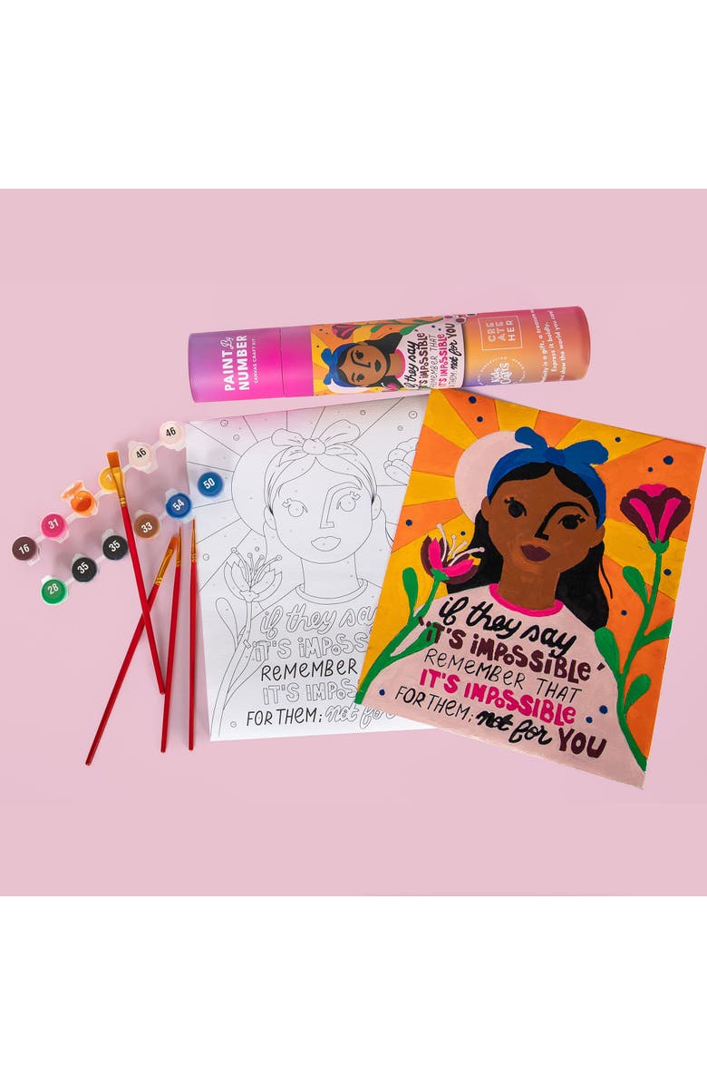 Kids Crafts Paint By Number "Nothing Is Impossible" Canvas Painting Allin1 Art Kit 7+, Alternate, color, Multicolored