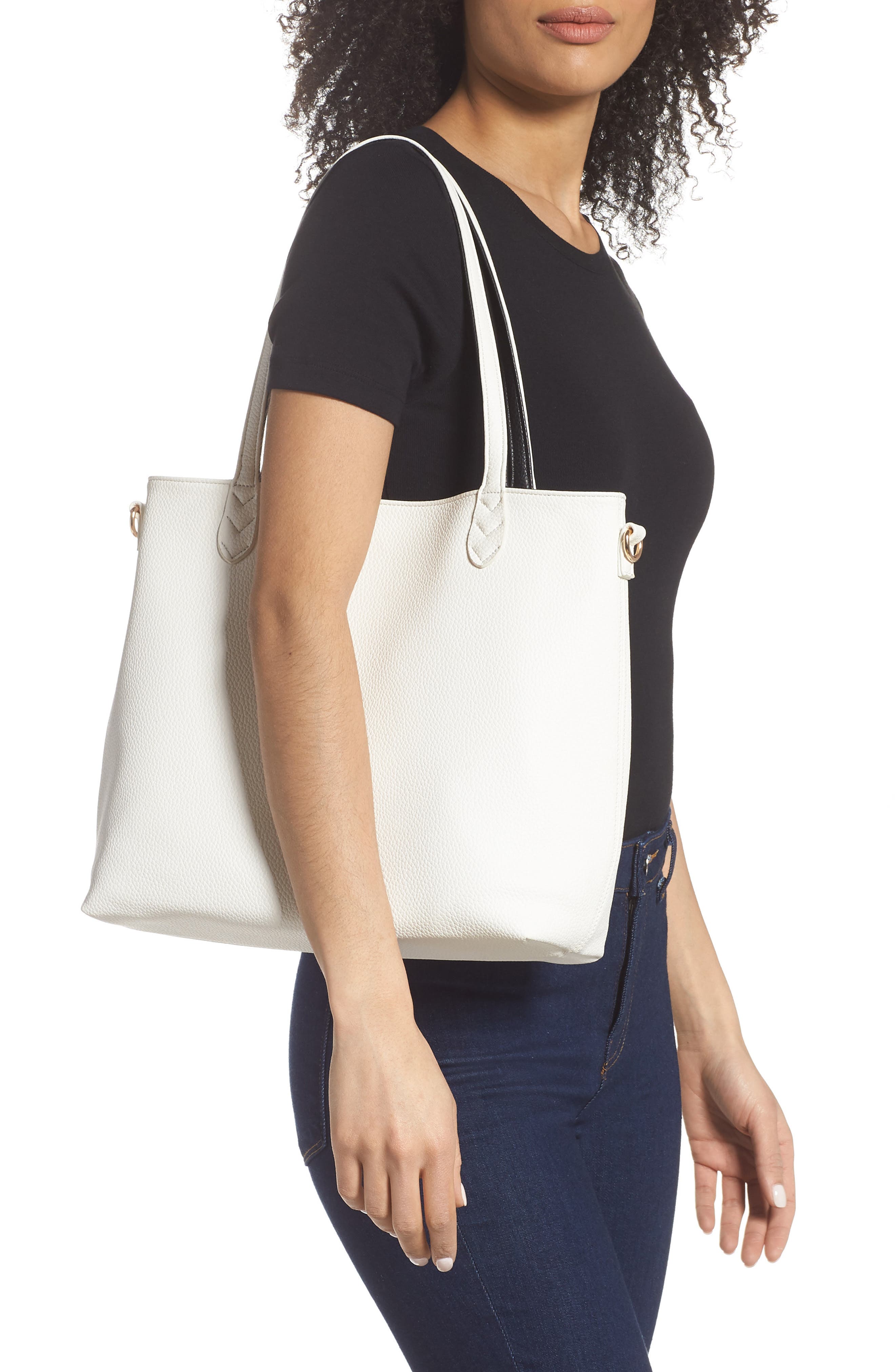 Mali + Lili Melissa Reversible Vegan Leather Tote, Alternate, color, 