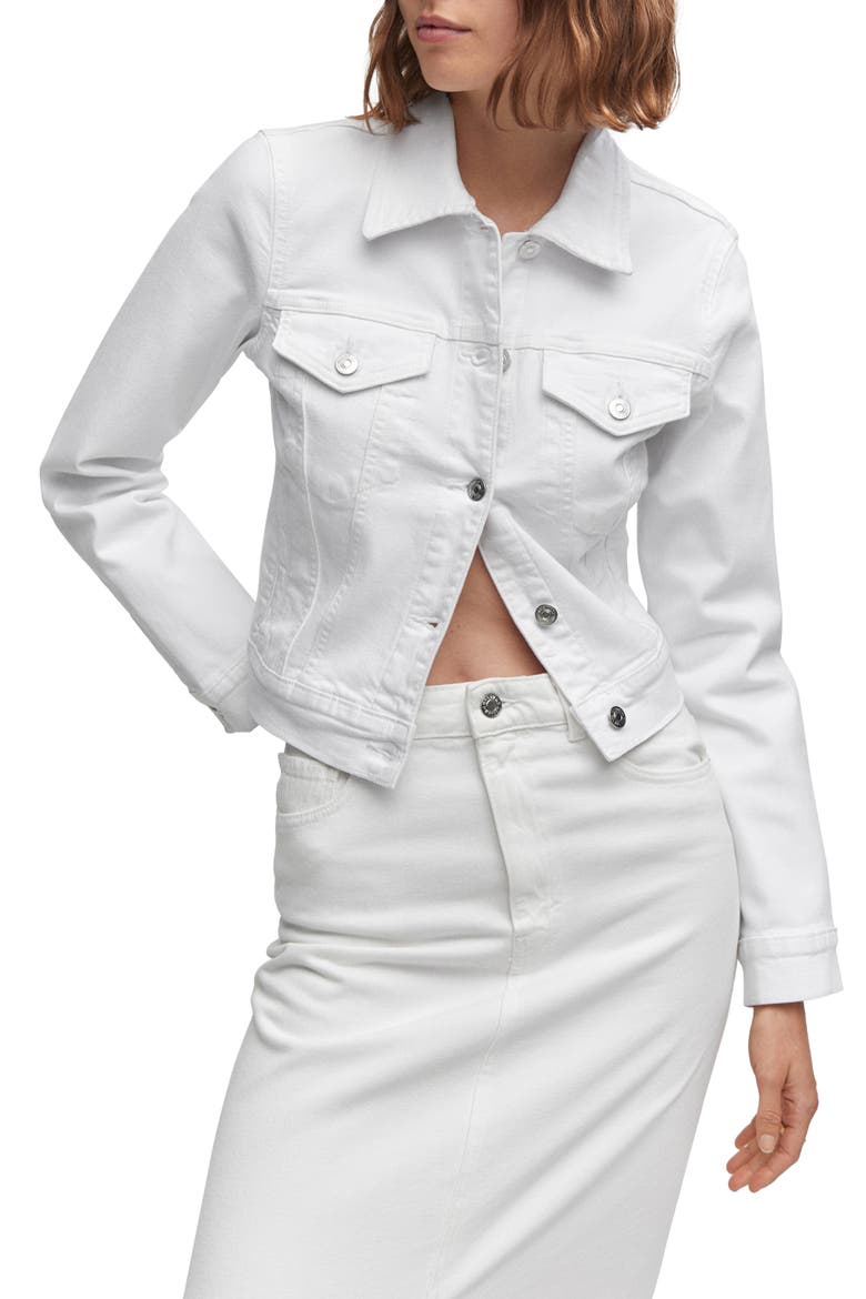 Stretch Denim Jacket, Main, color, WHITE
