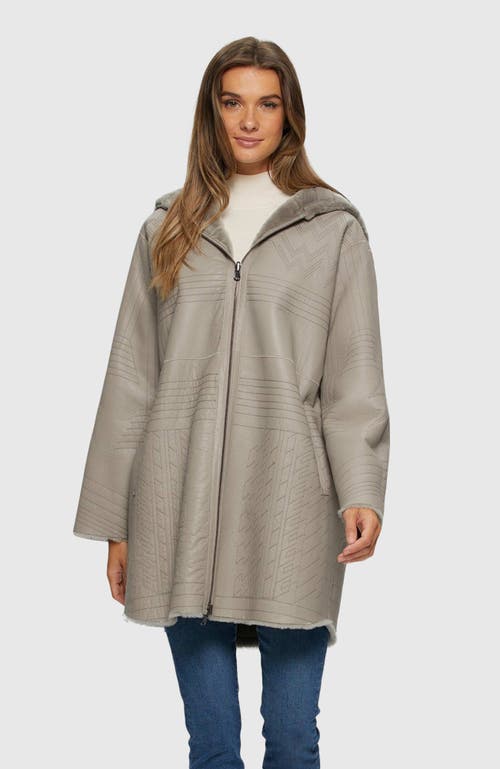 Gorski Reversible Shearling Parka With Pattern In Gray